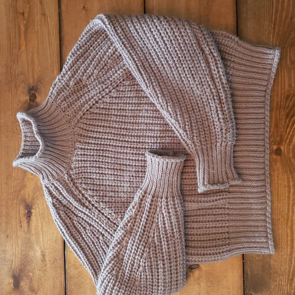 Grey knit cowl neck sweater